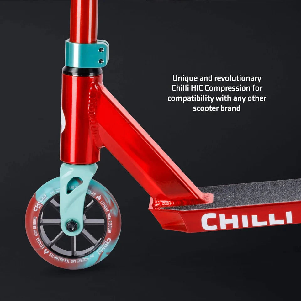 Chilli Base Jumpstart Complete Stunt Scooter, Red/Teal Complete Scooters Chilli 
