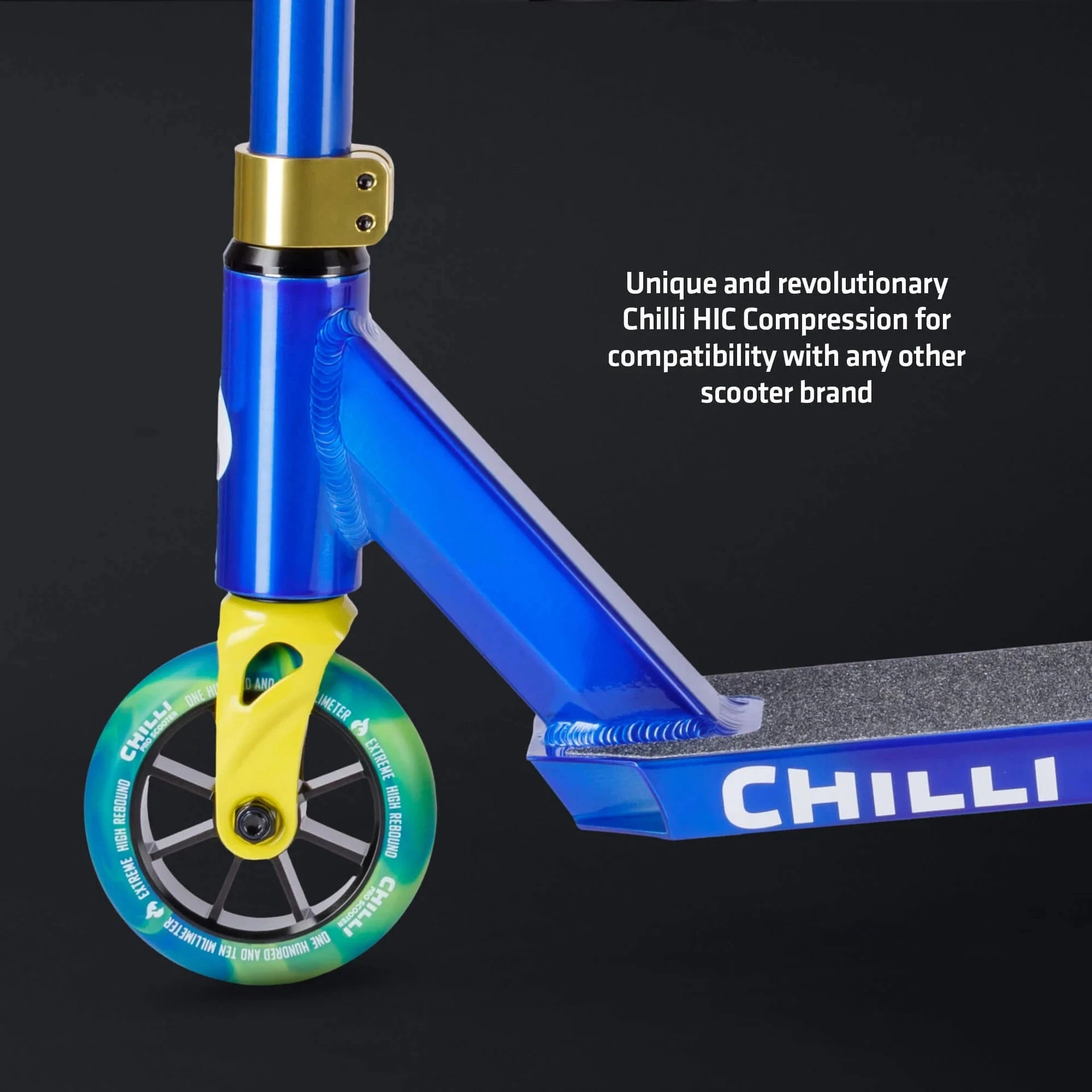 Chilli Base S Jumpstart Complete Stunt Scooter, Blue/Yellow Complete Scooters Chilli 