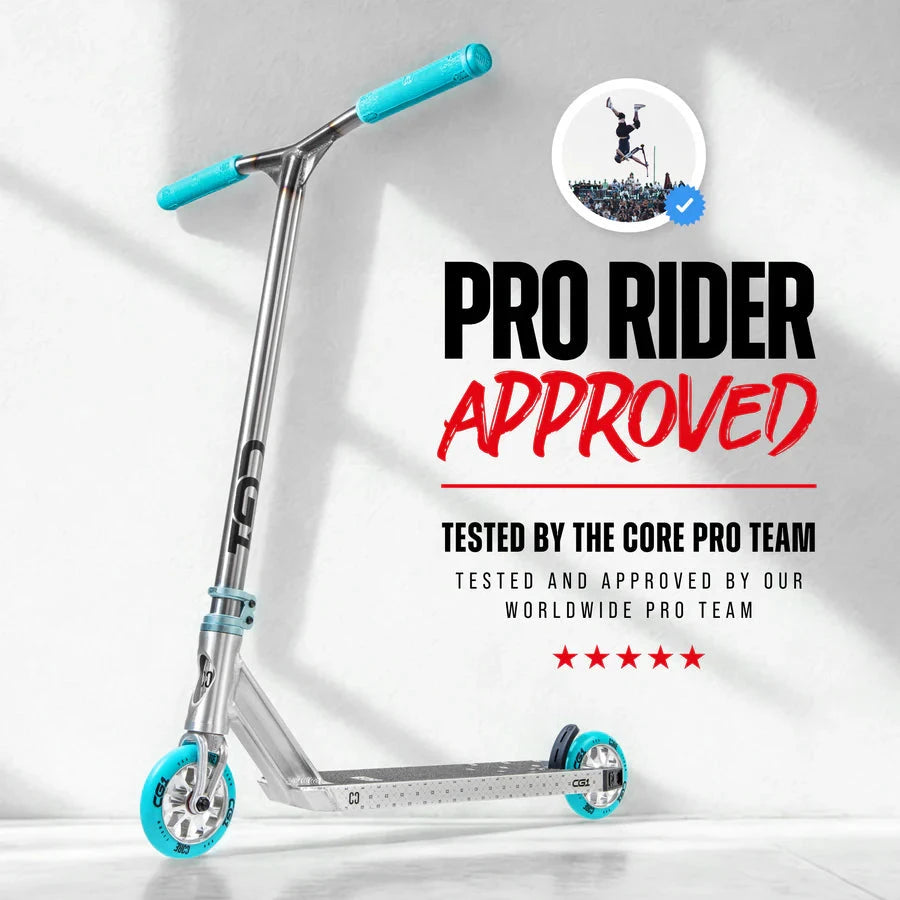 CORE CG1 Complete Stunt Scooter, Raw/Teal Complete Scooters CORE 