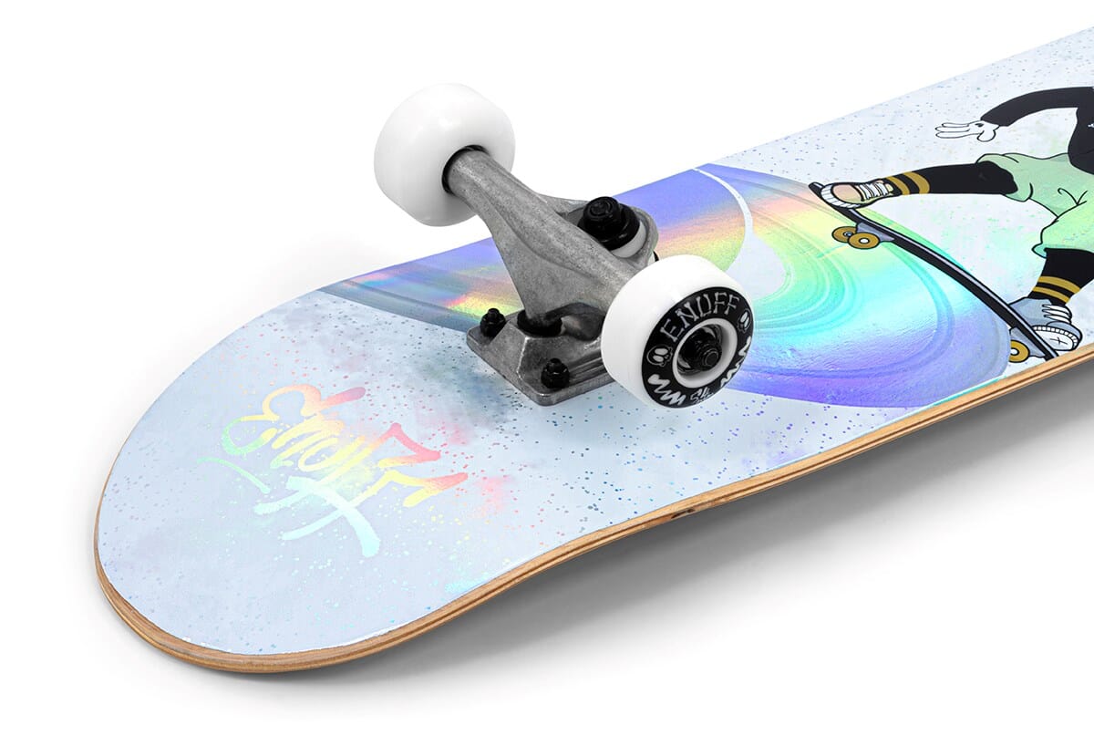 Enuff Skully Hologram Complete Skateboard, White Complete Skateboards Enuff 