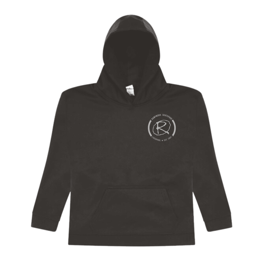 Rampworx Crest Logo Kids Performance Hoodie, Black Clothing Rampworx Skatepark S Youth (ages 5/6) 