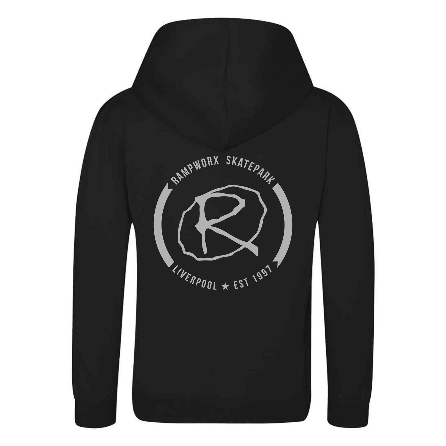 Rampworx Crest Logo Kids Performance Hoodie, Black Clothing Rampworx Skatepark 