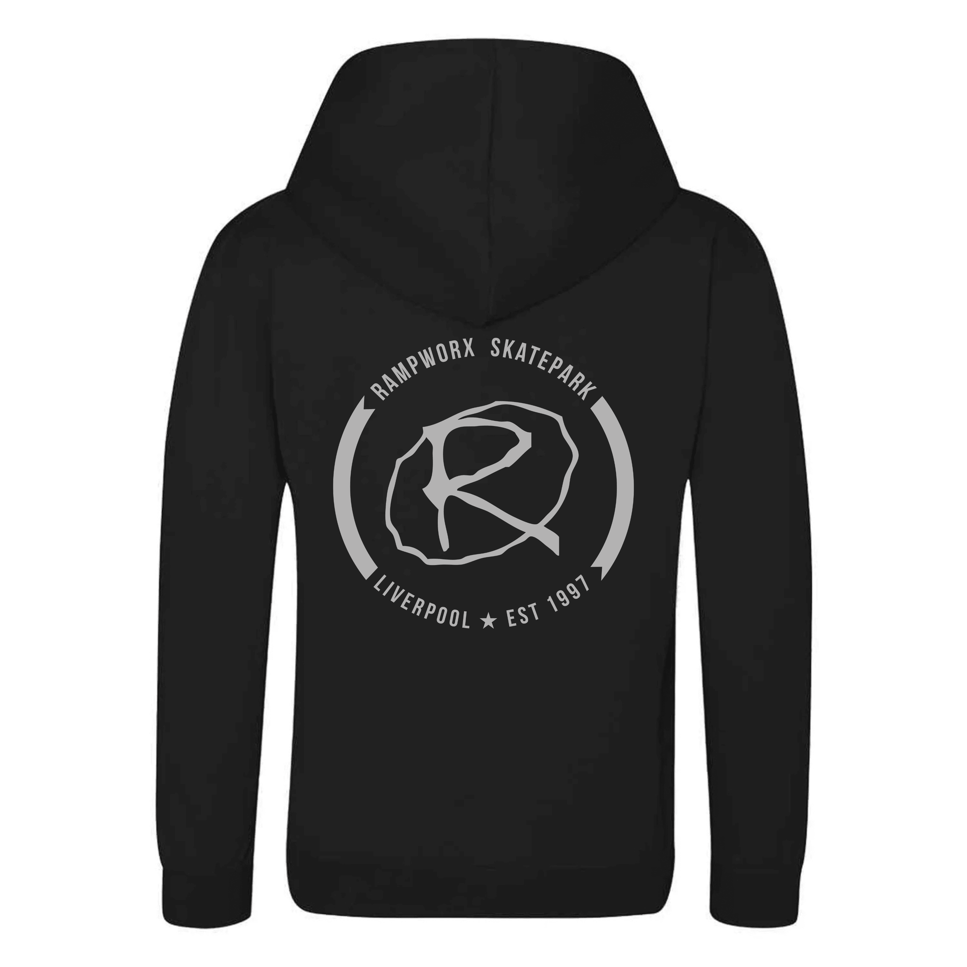 Rampworx Crest Logo Kids Performance Hoodie, Black Clothing Rampworx Skatepark 