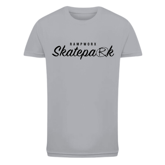 Rampworx Youth Performance T-Shirt, Silver Grey Clothing Rampworx Skatepark 5/6 (Small Youth) 