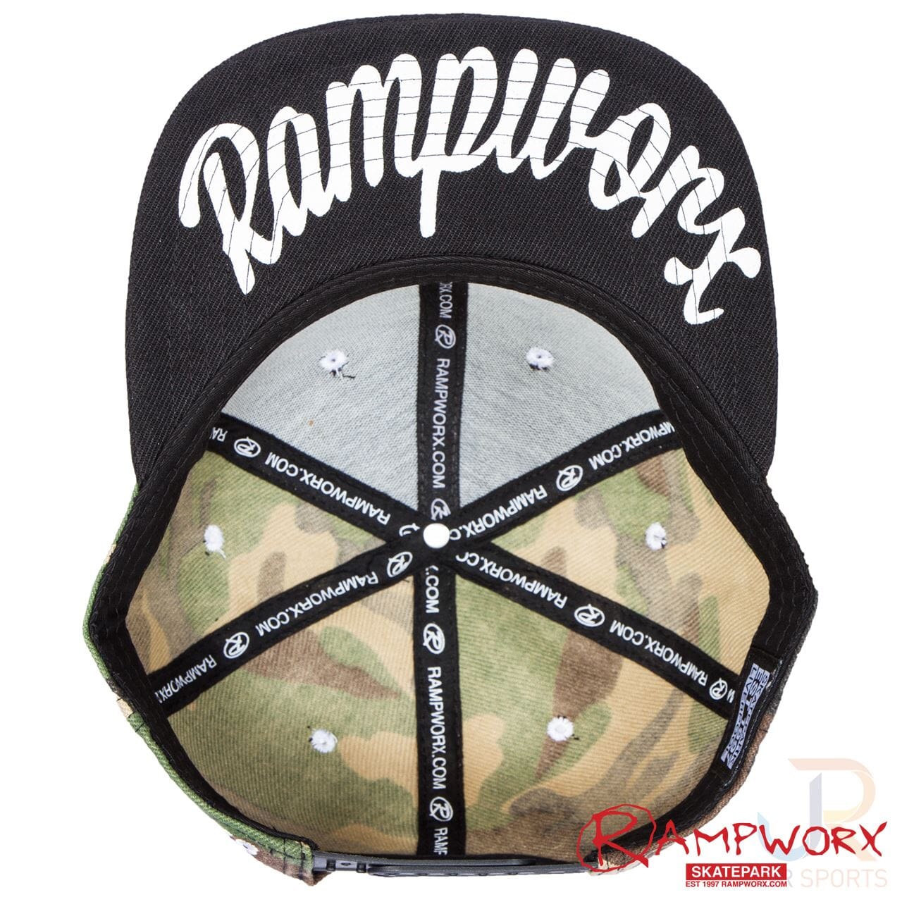 Rampworx LE 97.6 Snapback Cap, Camo/Black Accessories Rampworx Skatepark 