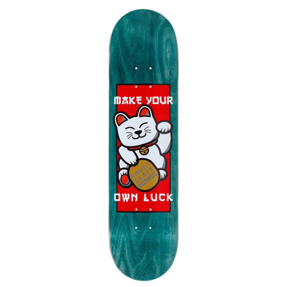 Enuff Designer Lucky Cat Skateboard Deck, 8.25", Green Skateboard Deck Enuff 