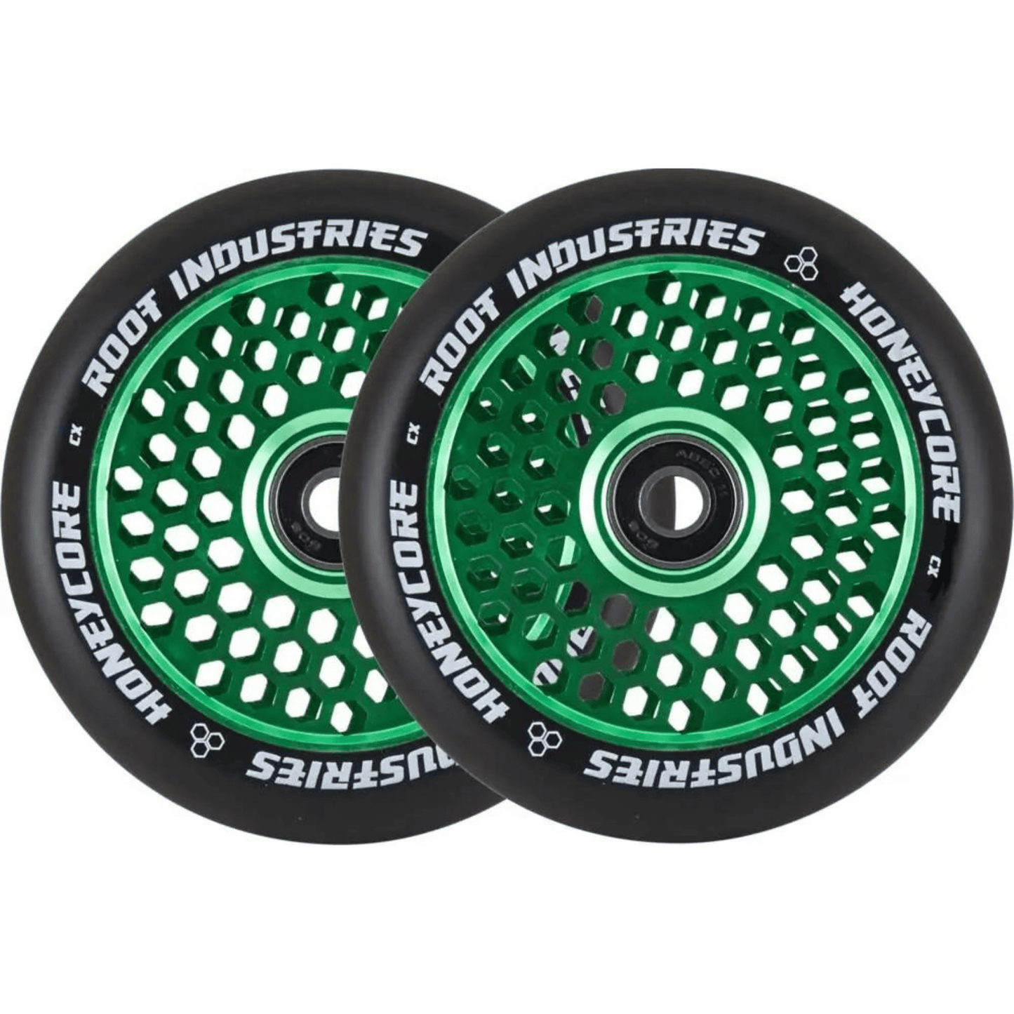 Root Honeycore Pro Scooter Wheels 110mm, Black/Green Scooter Wheels Root Industries 