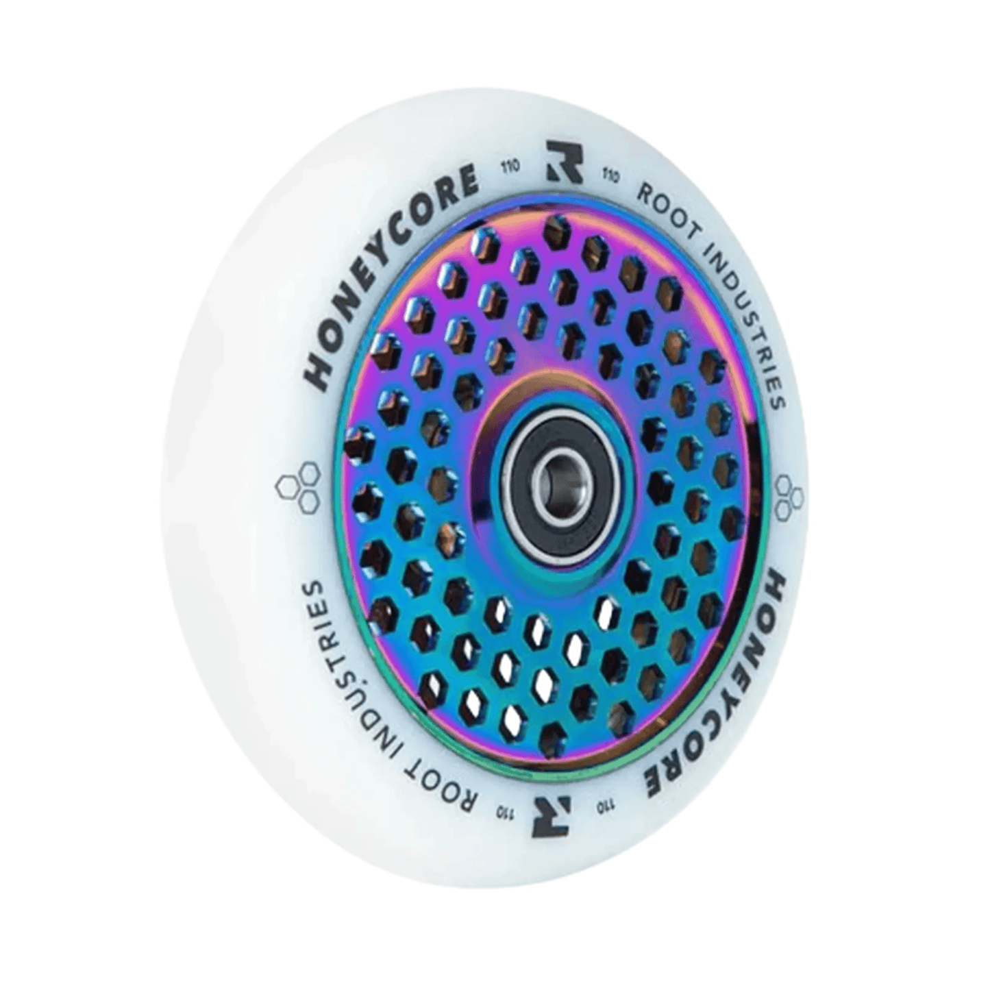 Root Honeycore Pro Scooter Wheels 110mm, White/Neochrome Scooter Wheels Root Industries 