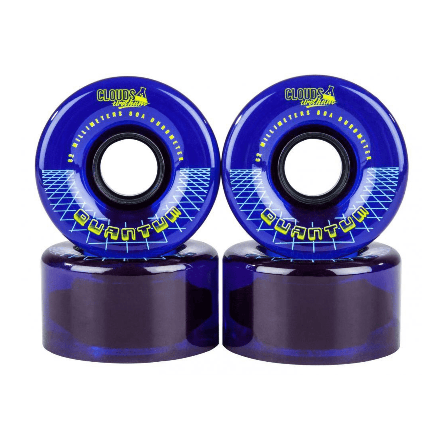 Clouds Urethane Wheels Quantum 62mm 80a (PK 4), Clear Blue Quad Roller Skates Clouds 