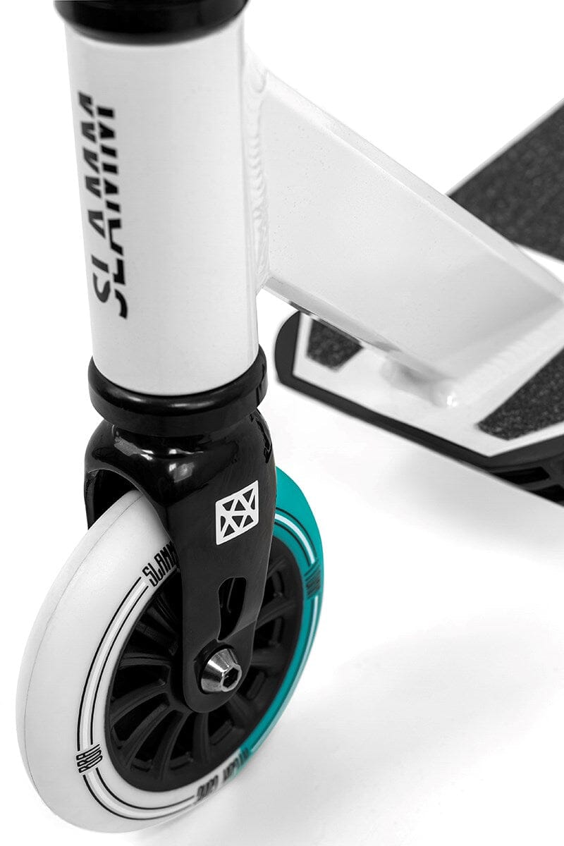Slamm Classic Mini Pro Stunt Scooter, White/Mint Complete Scooters Slamm Scooters 
