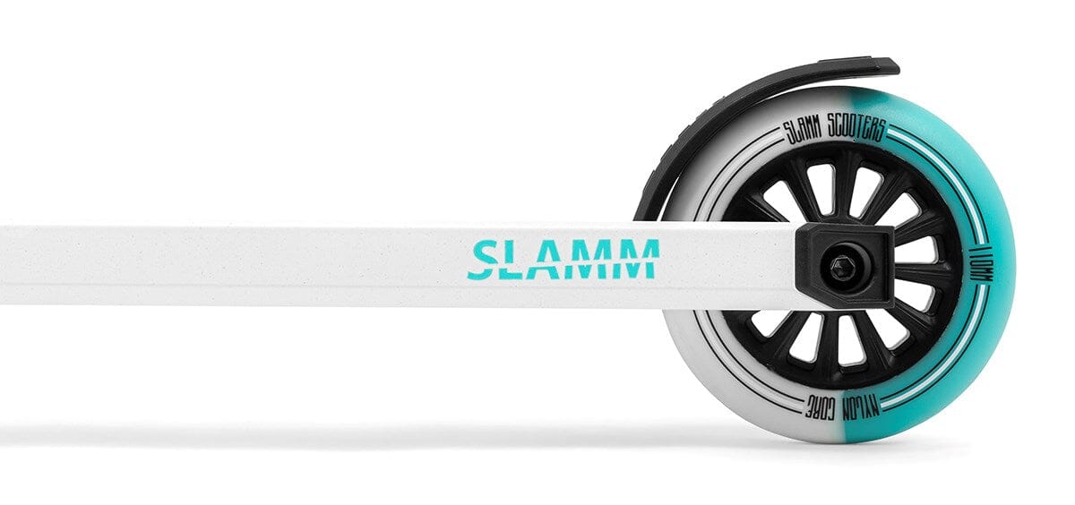 Slamm Classic Mini Pro Stunt Scooter, White/Mint Complete Scooters Slamm Scooters 
