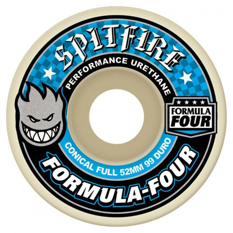 Spirtfire Formula Four Conical Full 99DU Skateboard Wheels, Blue