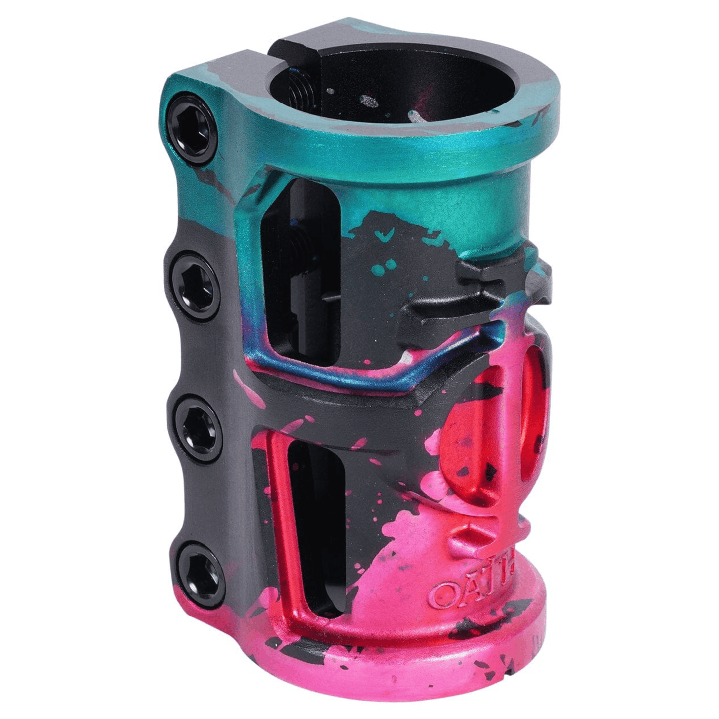 Oath Cage V2 SCS 4 Bolt Scooter Clamp, Green/Pink/Black Scooter Clamps Oath 