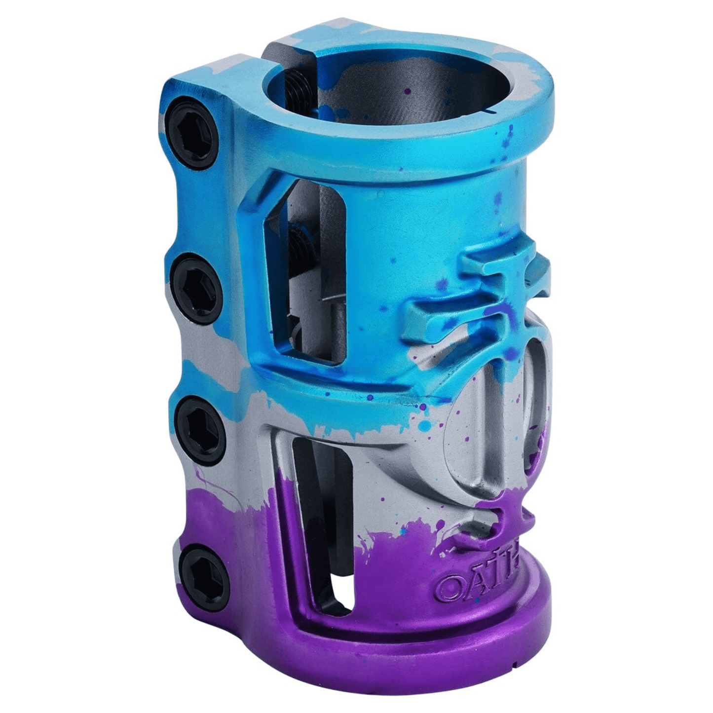 Oath Cage V2 SCS 4 Bolt Scooter Clamp, Purple/Blue/Titanium Scooter Clamps Oath 