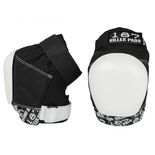 187 Killer Pads Pro Knee Pads, Black/White Protection 187 