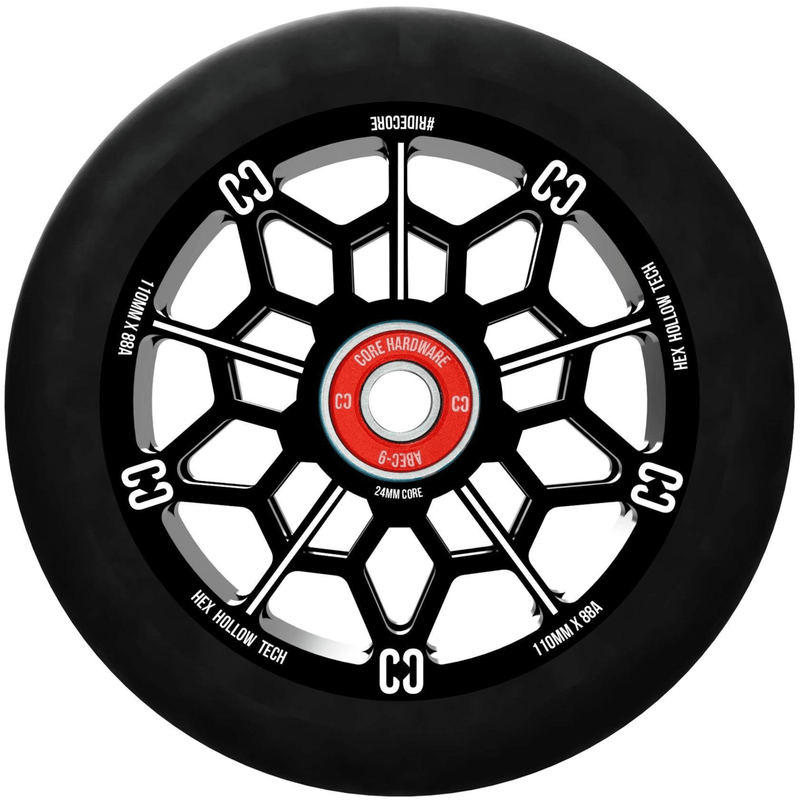 CORE Hex Hollow Scooter Wheel 110mm – Black Scooter Wheels CORE 