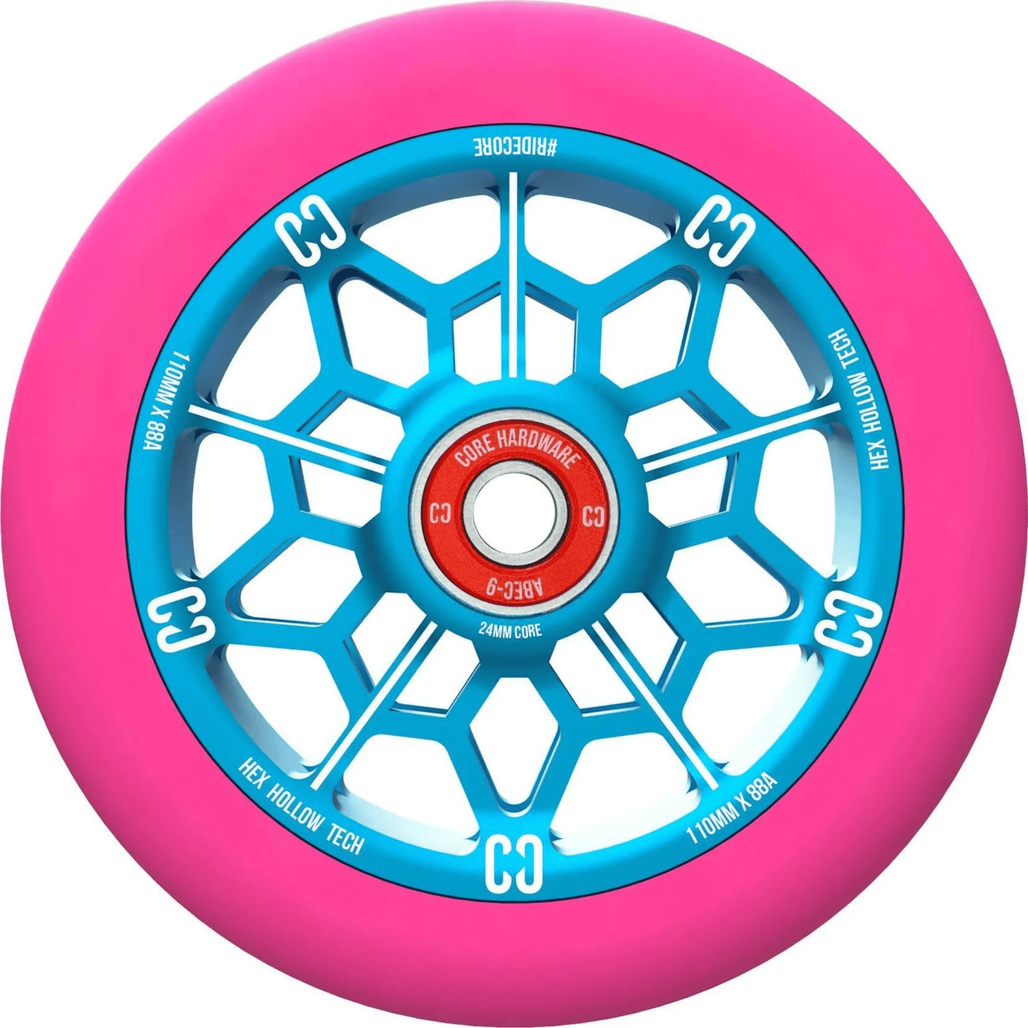 CORE Hex Hollow Scooter Wheel 110mm – Pink/Blue Scooter Wheels CORE 