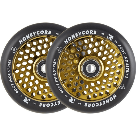 Root Honeycore Pro Scooter Wheels 110mm, Black/Gold Scooter Wheels Root Industries 