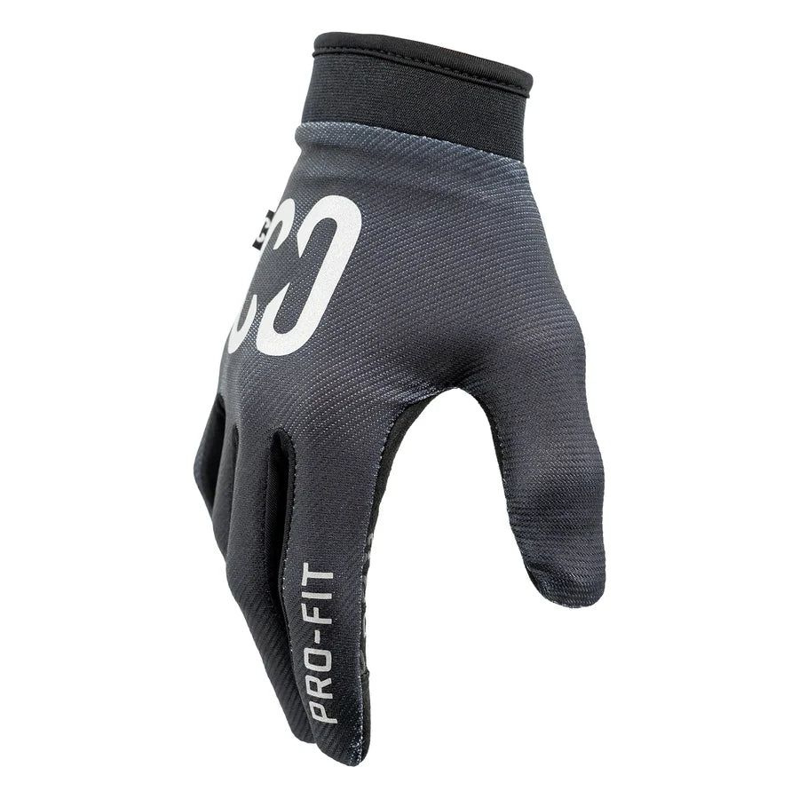 CORE Pro-Fit Velcro Gloves, Reflective Black