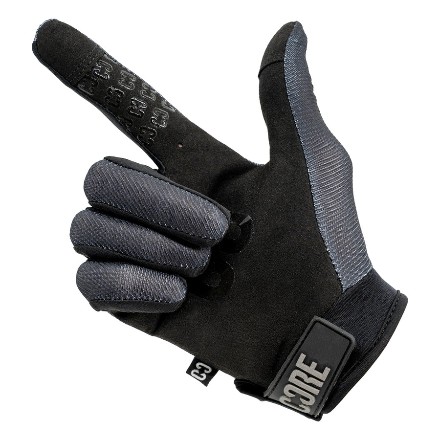CORE Pro-Fit Velcro Gloves, Reflective Black