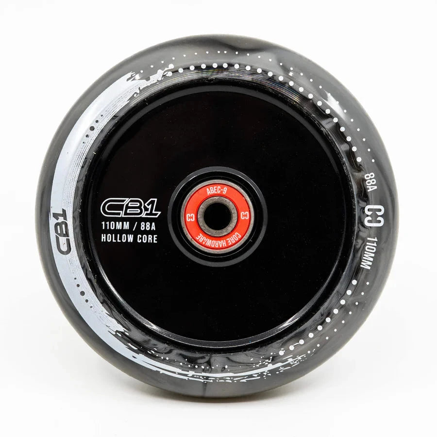 CORE CB1 Nylon Hollow Core Scooter Wheel 110mm - Black/White Scooter Wheels CORE 