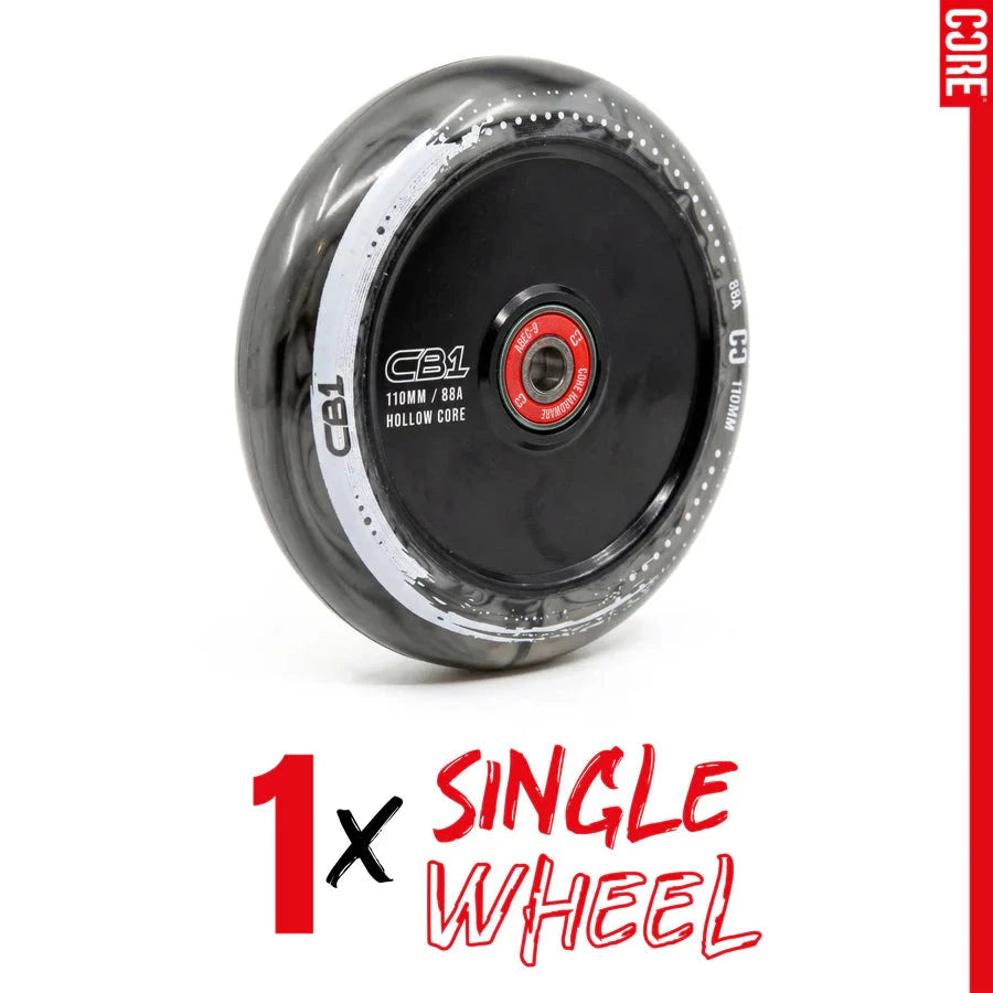 CORE CB1 Nylon Hollow Core Scooter Wheel 110mm - Black/White Scooter Wheels CORE 