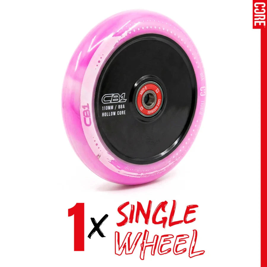 CORE CB1 Nylon Hollow Core Scooter Wheel 110mm - White/Pink Scooter Wheels CORE 