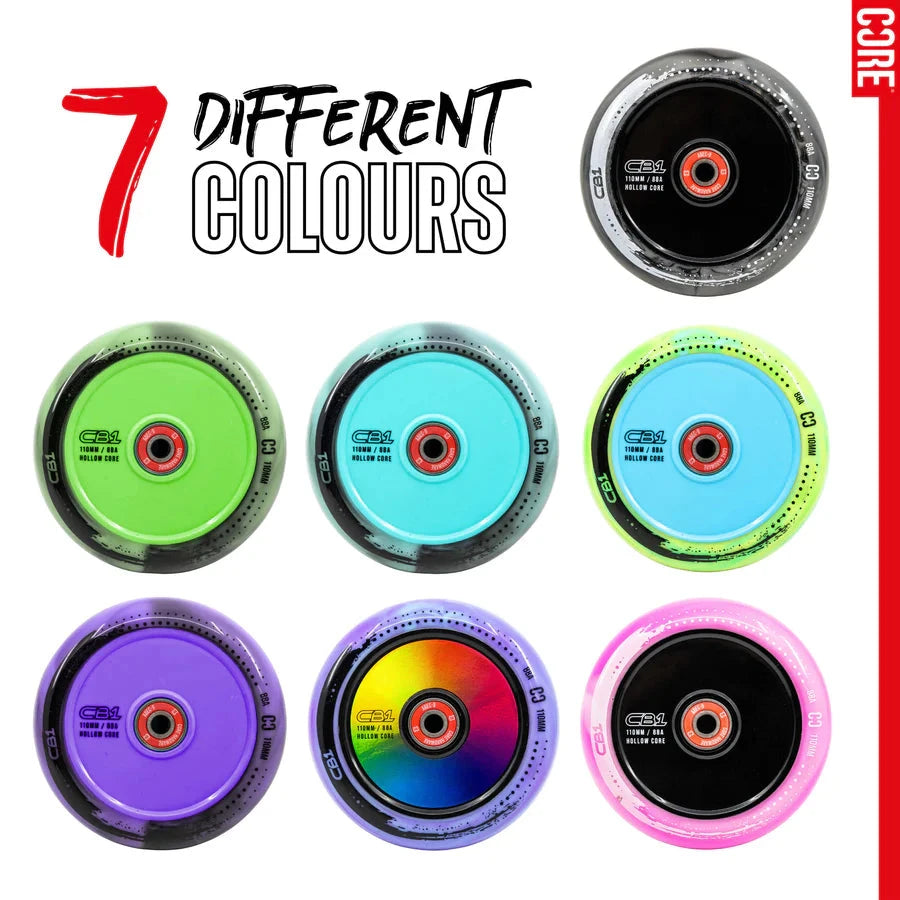 CORE CB1 Nylon Hollow Core Scooter Wheel 110mm - White/Pink Scooter Wheels CORE 