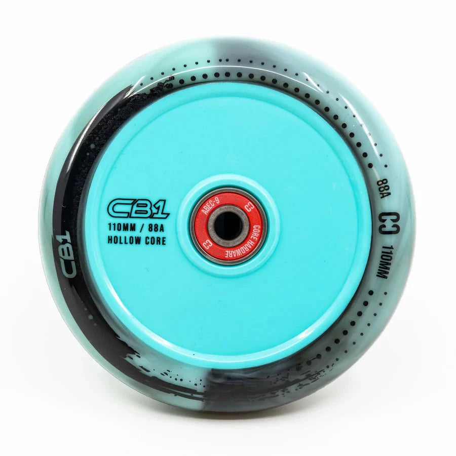 CORE CB1 Nylon Hollow Core Scooter Wheel 110mm - Black/Teal Scooter Wheels CORE 