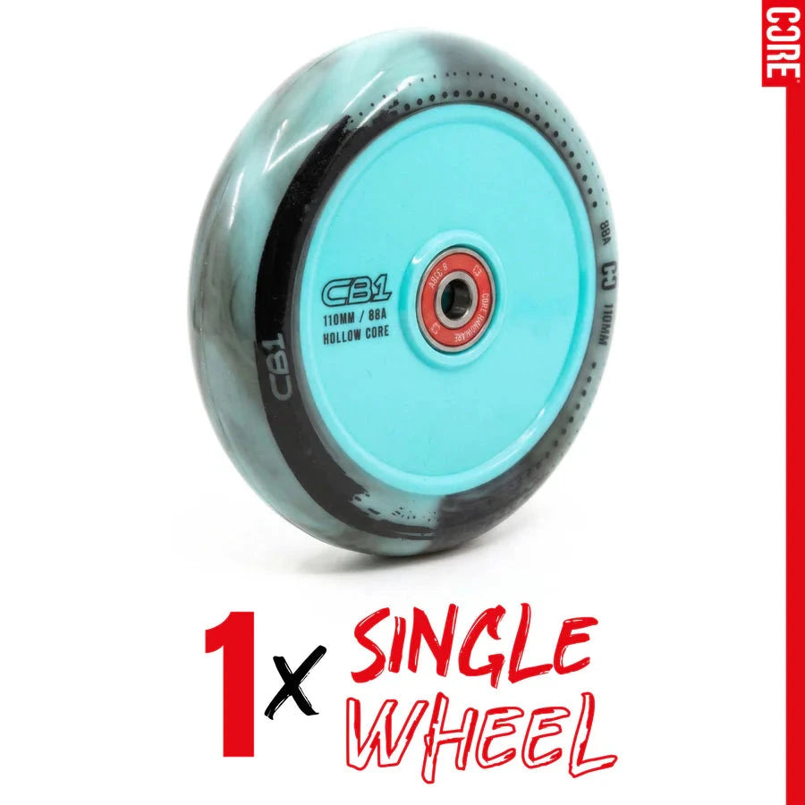 CORE CB1 Nylon Hollow Core Scooter Wheel 110mm - Black/Teal Scooter Wheels CORE 