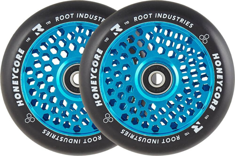 Root Honeycore Pro Scooter Wheels 110mm, Black/Blue Scooter Wheels Root Industries 