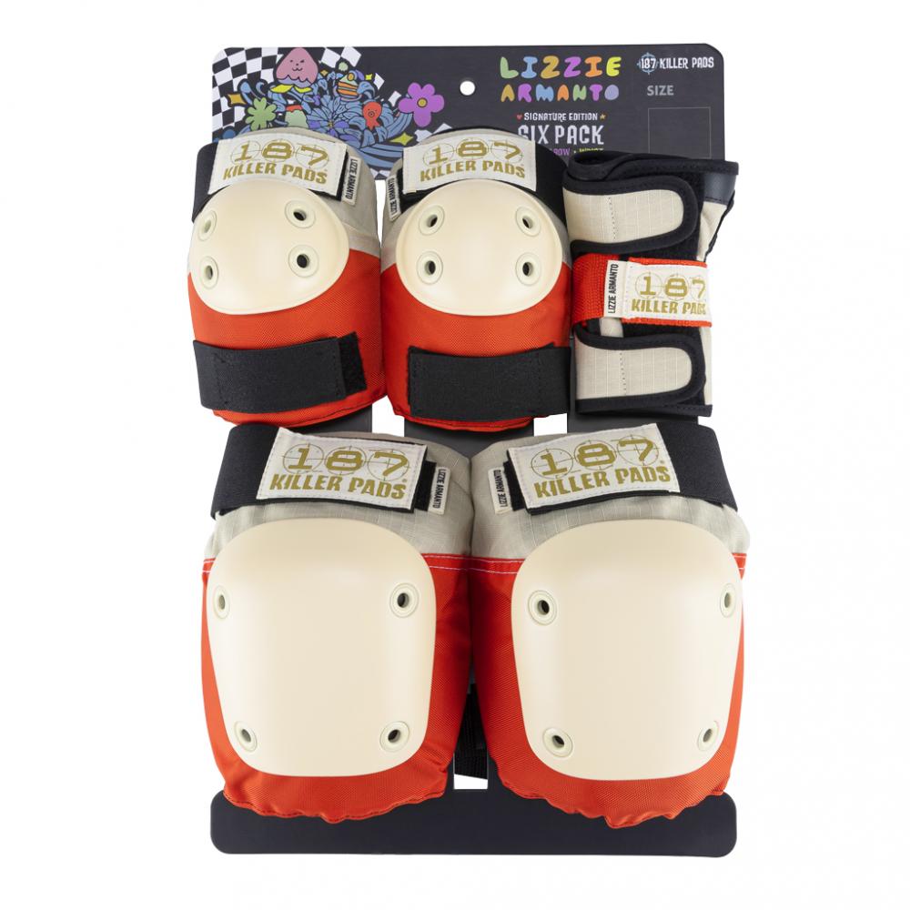 187 Killer Pads Jr. Six Pack Set Lizzie Orange OSFA JNR Pad Sets 187 