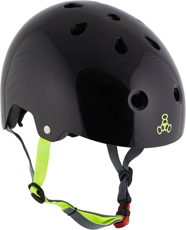 Triple 8 Brainsaver w/ EPS Helmet Gloss - Black/Green Skate Helmets Triple 8 