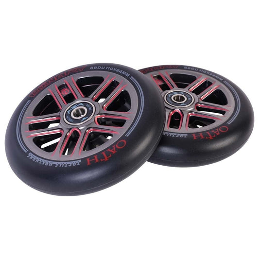 Oath Binary 110mm x 24mm Wheels Titanium/Red Scooter Wheels Triad 