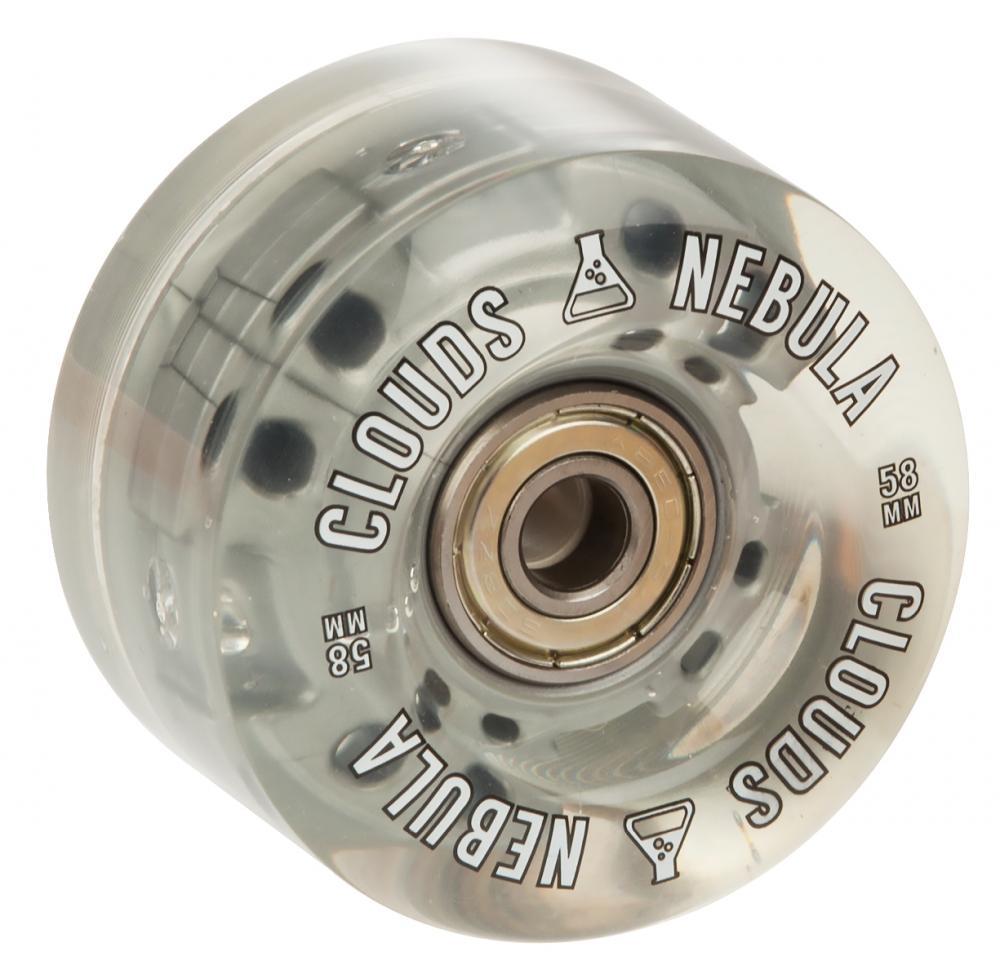 Clouds Urethane Nebula Light Up Quad Skate Wheels & Bearings, Clear/Silver Quad Roller Skates Rampworx Shop 