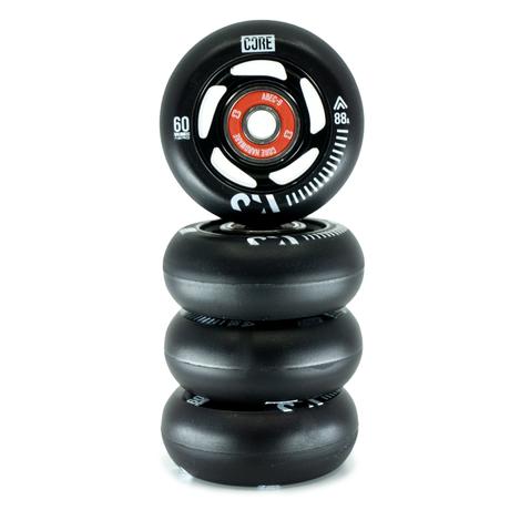 CORE Aero Inline Skate Wheels 60mm - Black (4 pack + Bearings)