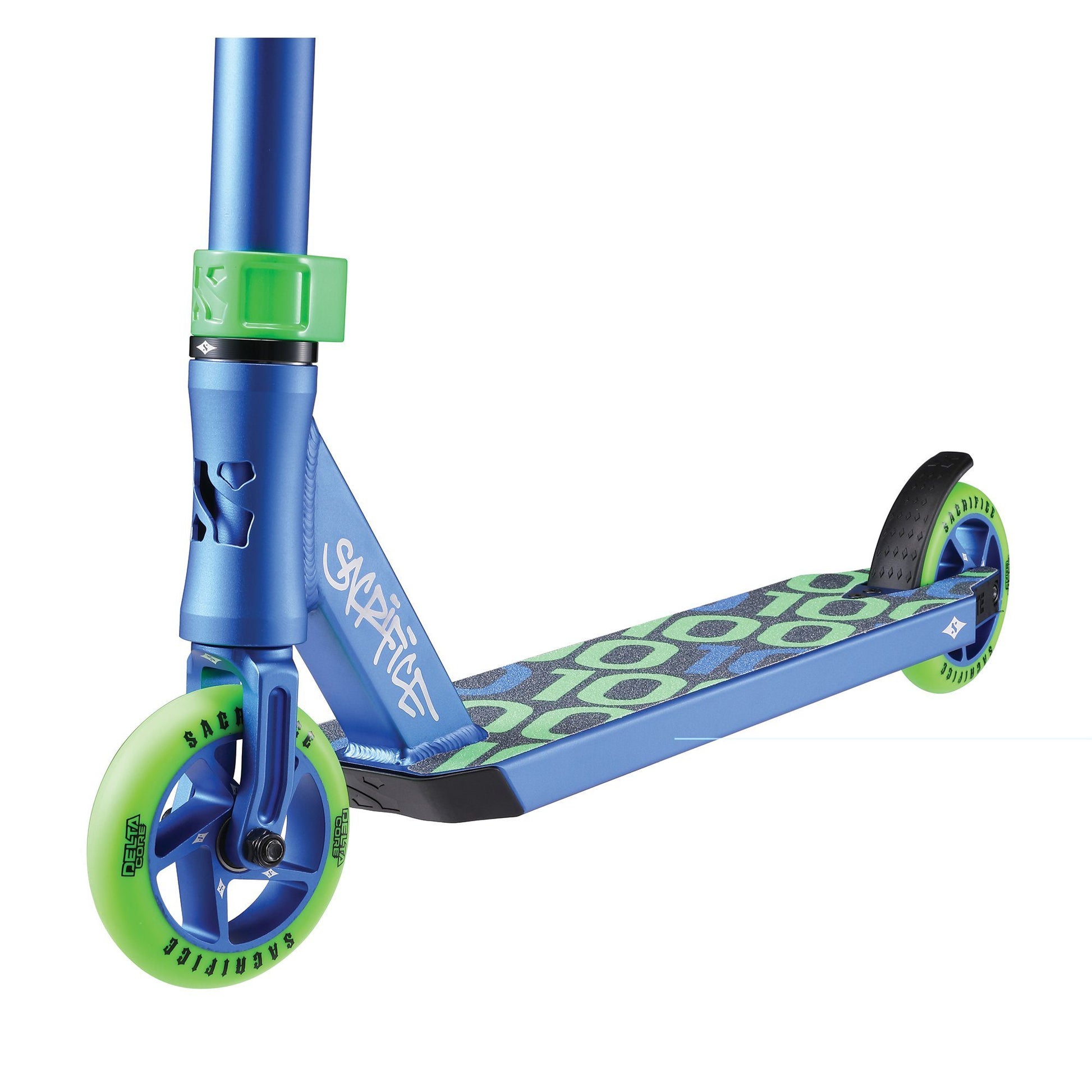 Sacrifice Scooters Flyte 100 V2 Complete Stunt Scooter, Blue/Green Complete Scooters Sacrifice 