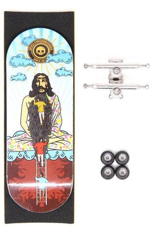 Skull Hippie Jesus Pro Complete Wooden Fingerboard (34mm) (Skull Pro Trucks - Single Axle - 6 Locknuts)