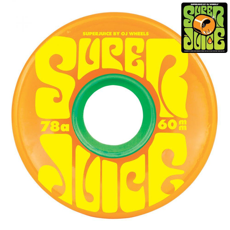 OJ Soft Super Juice 60mm Skateboard Wheels 78a, Citrus Skateboard Wheels OJ Wheels 