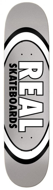 Real Team lassic Oval Skateboard Deck 7.75", Silver Skateboard Deck Real 