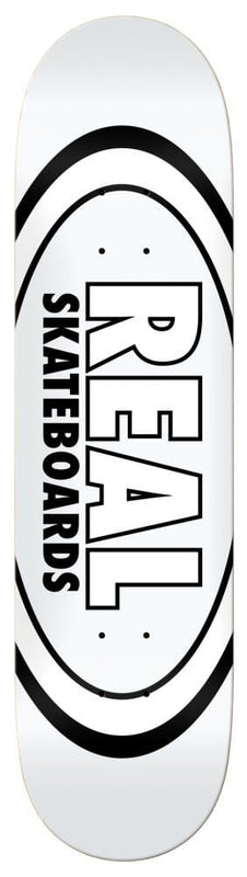Real Team lassic Oval Skateboard Deck 8.38", White Skateboard Deck Real 