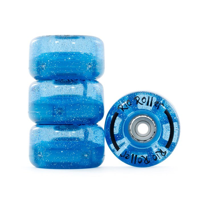 Rio Roller Light Up Wheels Skate Wheels Rio Roller Blue Glitter 58mm x 33mm 