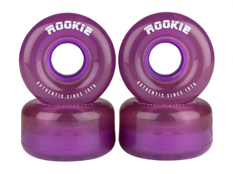 Rookie Quad Skate Wheels Pack of 4, Disco Clear Purple Quad Roller Skates Rookie 