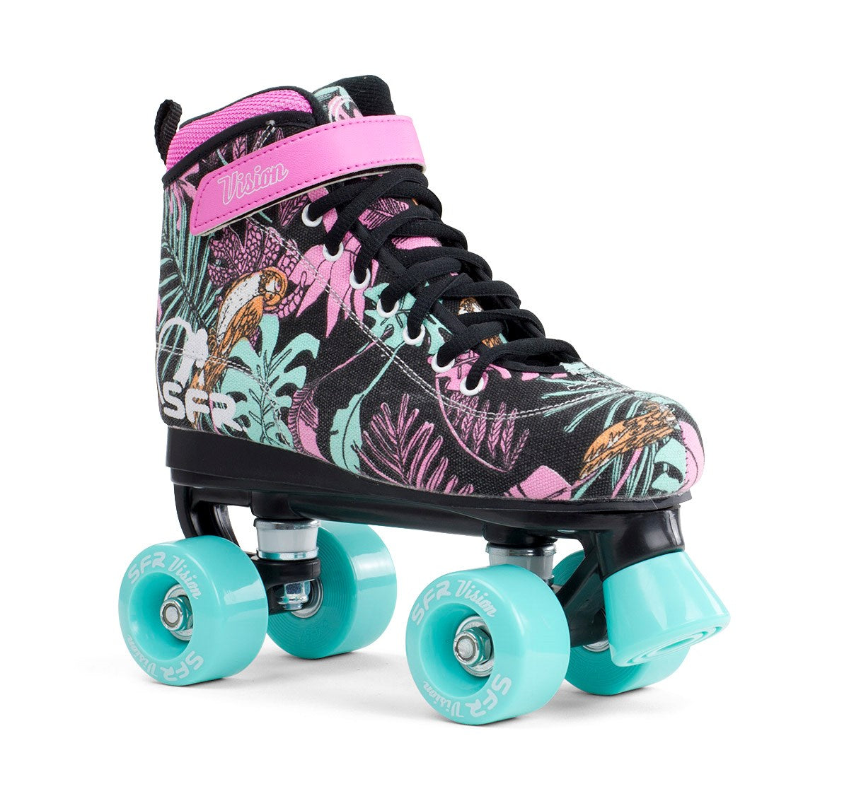 SFR Vision Canvas Quad Skates Quad Roller Skates SFR Black Floral 13J 