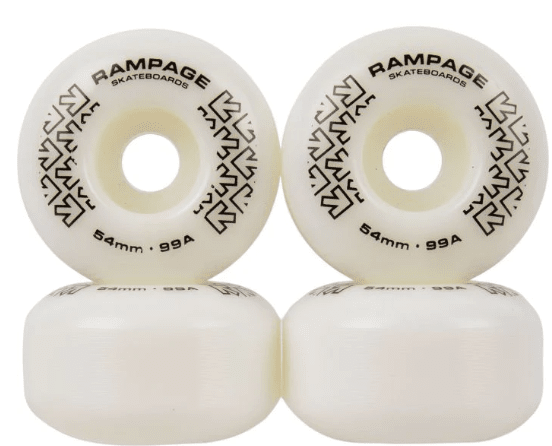 Rampage Skateboard Wheels 99A - 54 x 31mm - 2 COLOURS Skateboard Wheels Rampage White/Black 