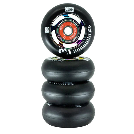 CORE Aero Inline Skate Wheels 60mm - Neochrome (4 pack + Bearings) Aggressive Skates CORE 
