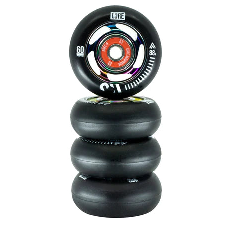 CORE Aero Inline Skate Wheels 60mm - Neochrome (4 pack + Bearings)
