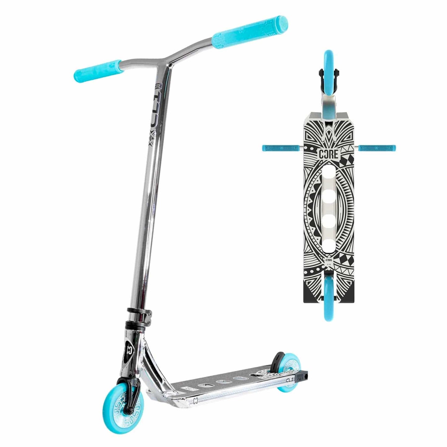 CORE CL1 Complete Stunt Scooter – Chrome/Teal Complete Scooters CORE 