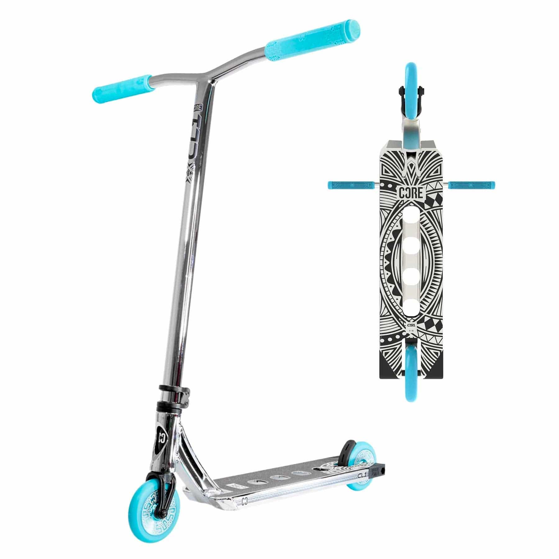 CORE CL1 Complete Stunt Scooter – Chrome/Teal Complete Scooters CORE 