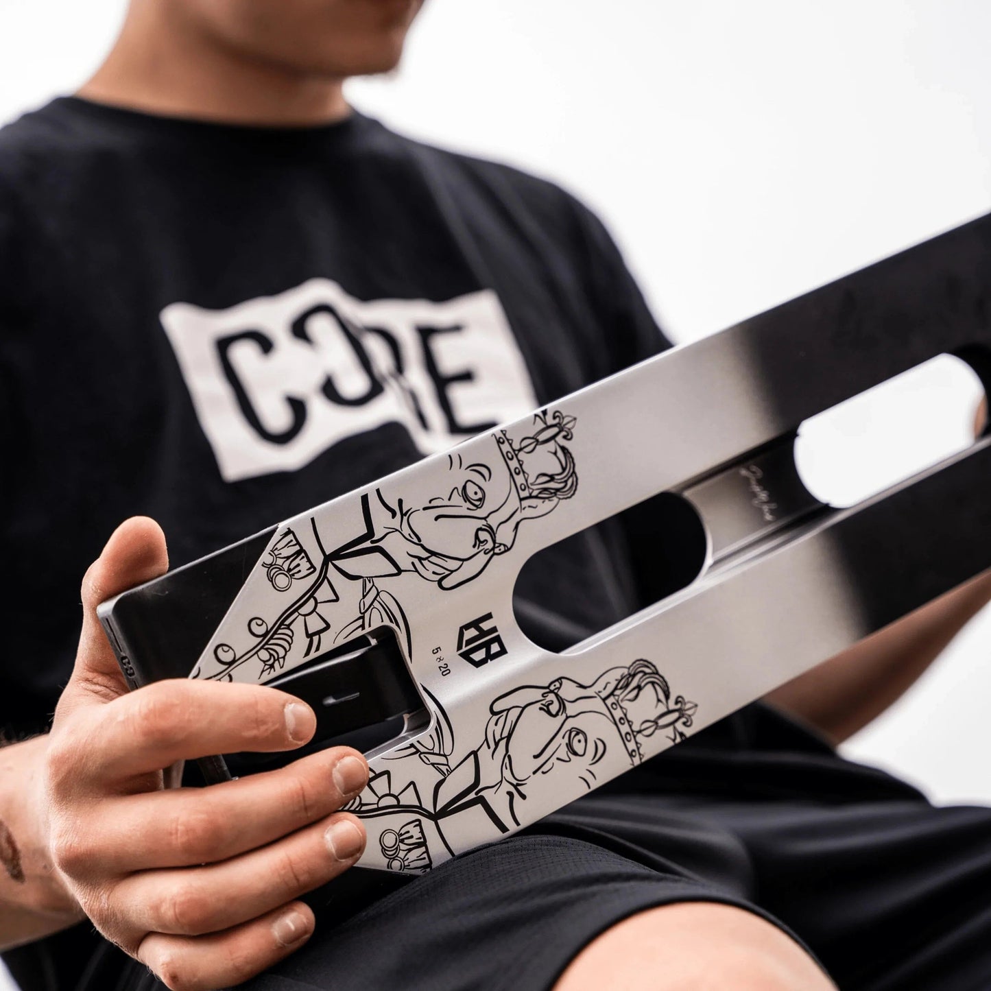 CORE HalfBarz Signature Stunt Scooter Deck 5 x 20.5 – Black/Silver Scooter Decks CORE 